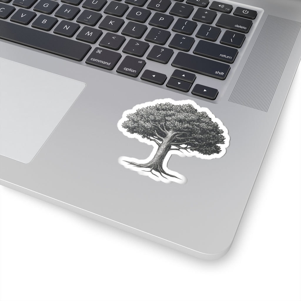 Oak Tree Kiss-Cut Sticker — Vintage Botanical Laptop Decal