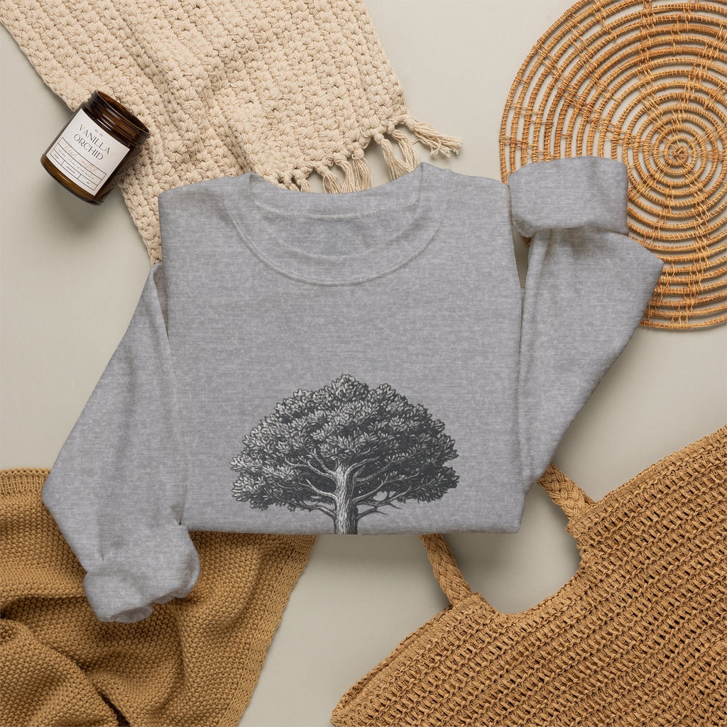 Tree Sketch Crewneck Sweatshirt — Minimalist Nature Graphic