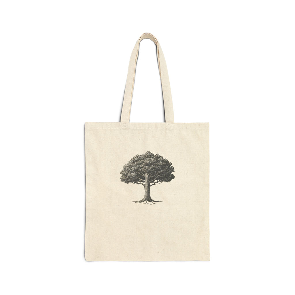 Canvas Tote Bag — Vintage Oak Tree Illustration Eco Shopper