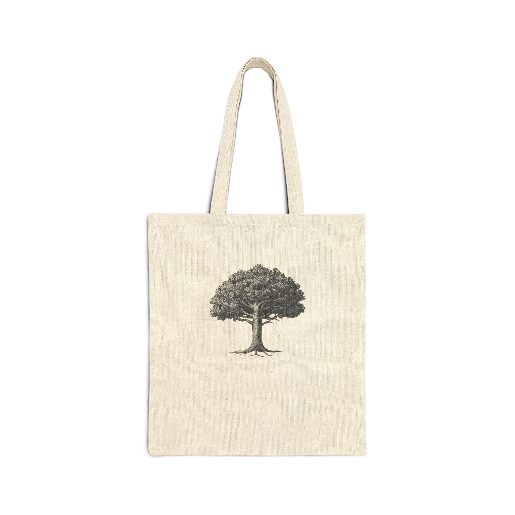 Canvas Tote Bag — Vintage Oak Tree Illustration Eco Shopper