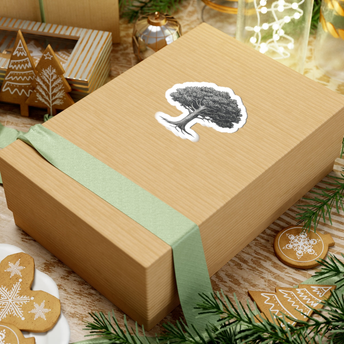 Oak Tree Kiss-Cut Sticker — Vintage Botanical Laptop Decal