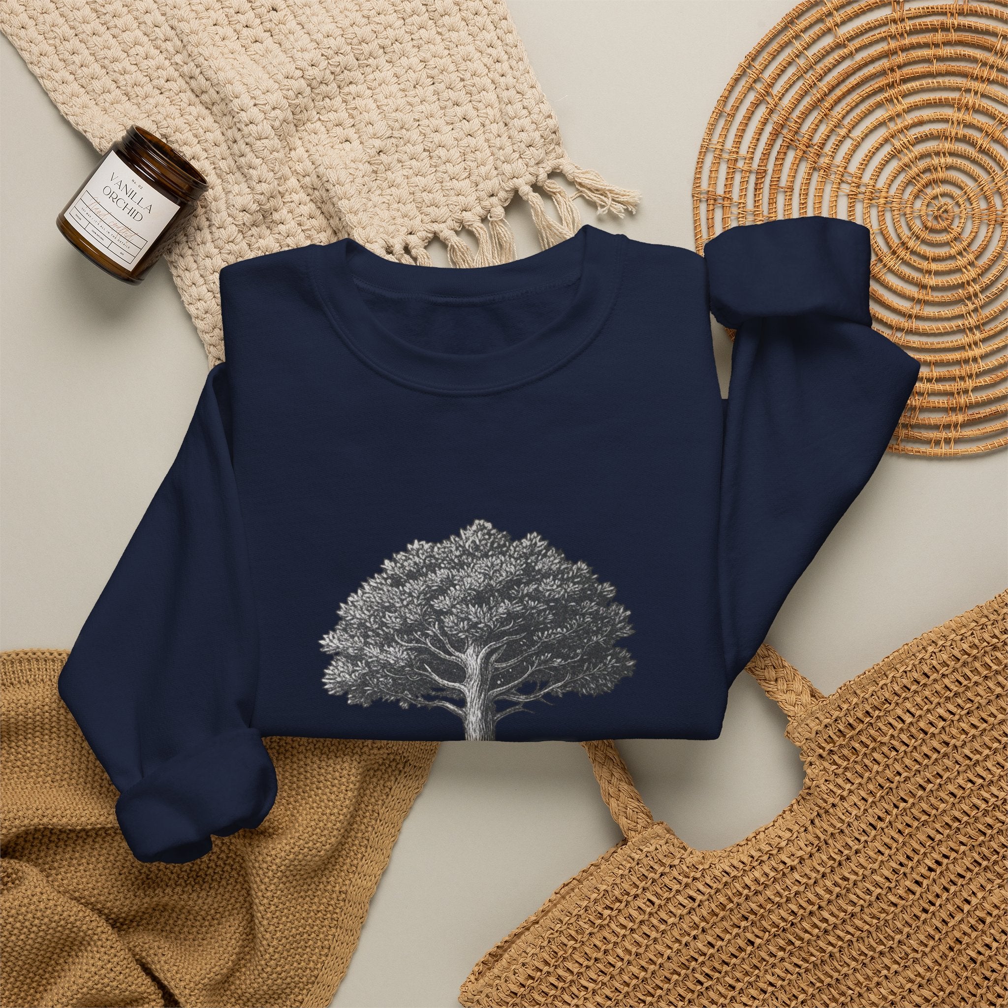 Tree Sketch Crewneck Sweatshirt — Minimalist Nature Graphic
