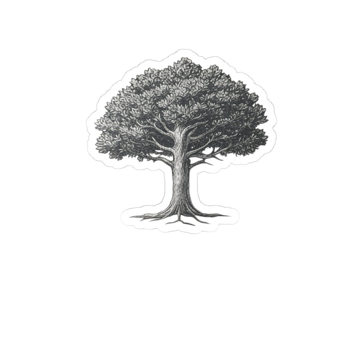 Oak Tree Kiss-Cut Sticker — Vintage Botanical Laptop Decal