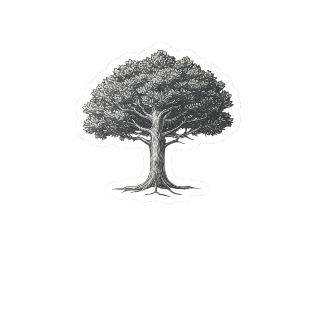 Oak Tree Kiss-Cut Sticker — Vintage Botanical Laptop Decal