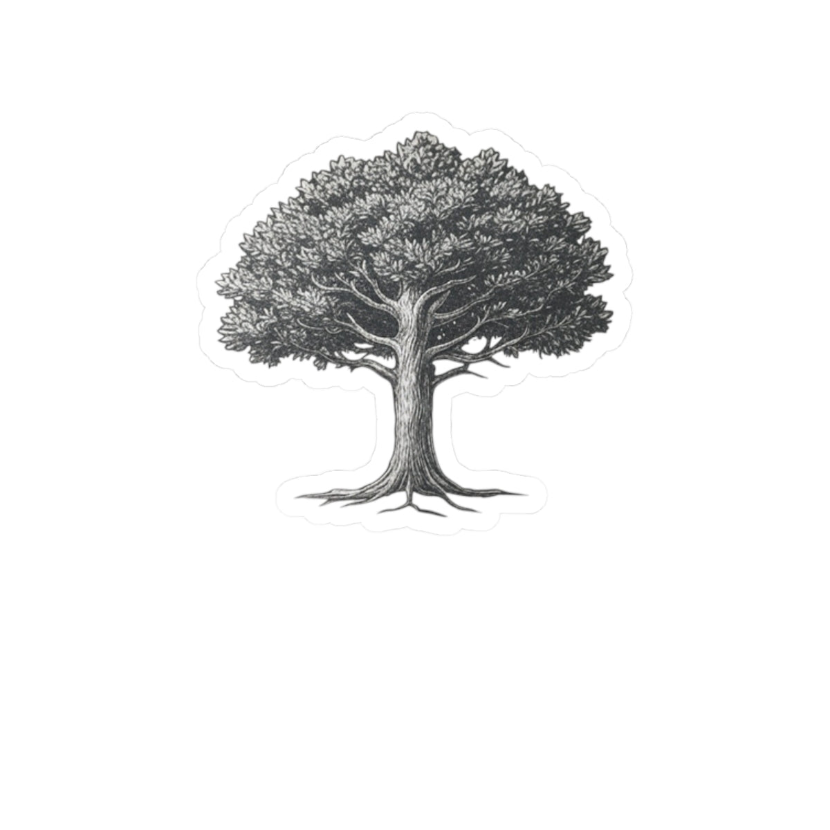 Oak Tree Kiss-Cut Sticker — Vintage Botanical Laptop Decal