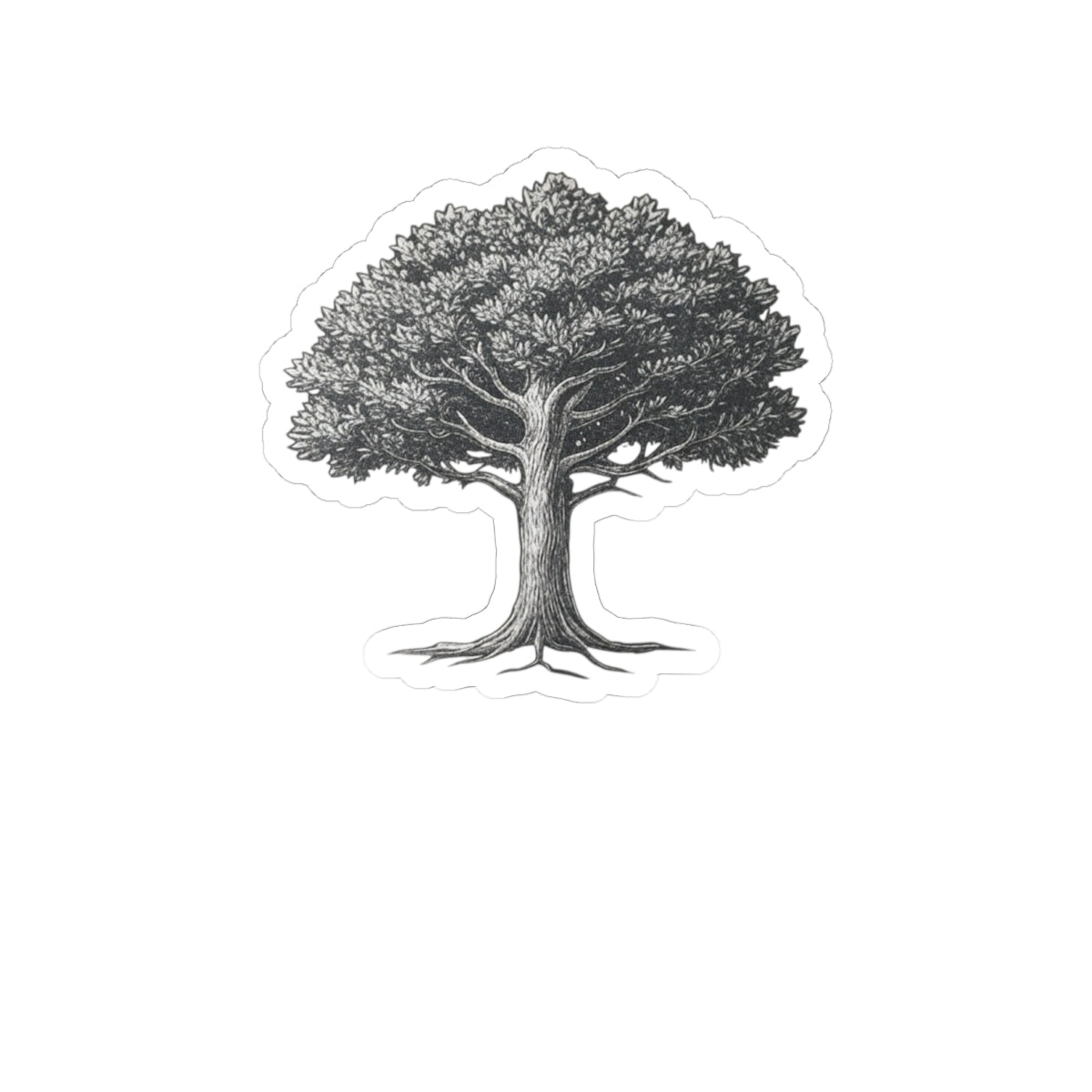 Oak Tree Kiss-Cut Sticker — Vintage Botanical Laptop Decal
