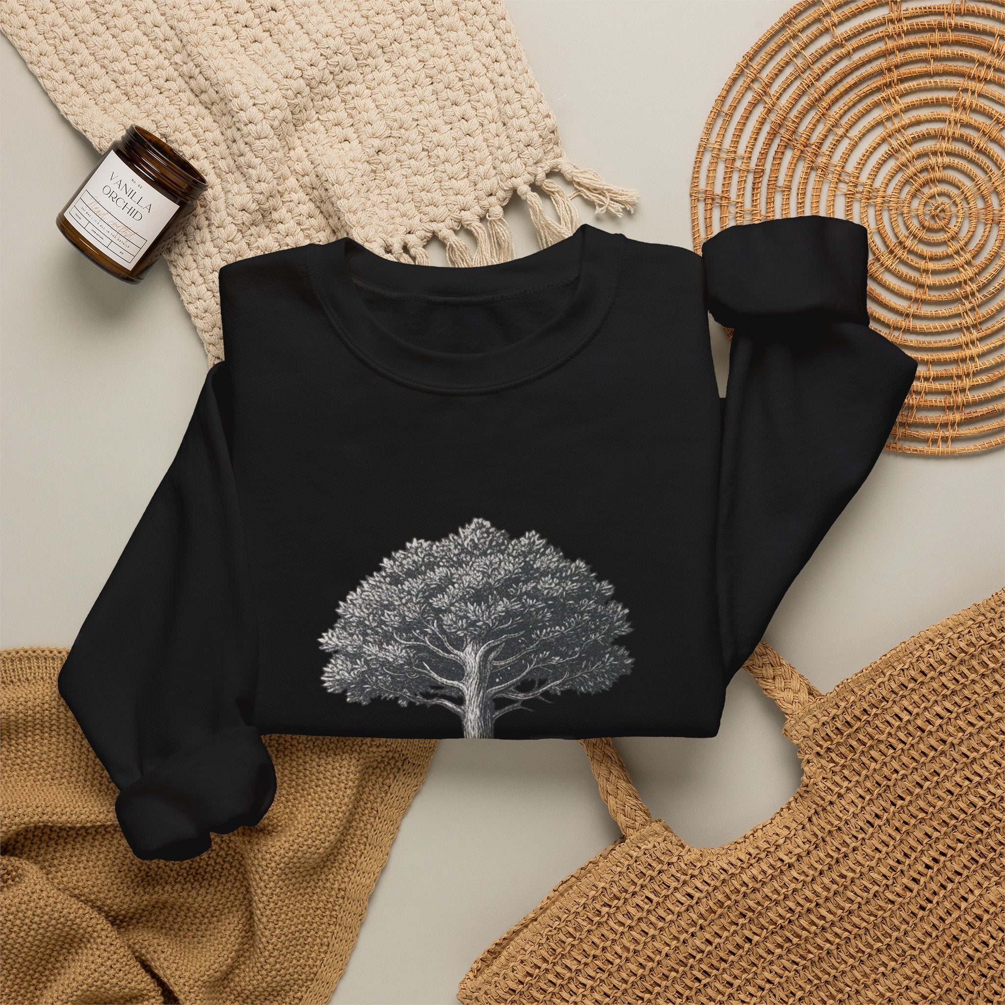 Tree Sketch Crewneck Sweatshirt — Minimalist Nature Graphic