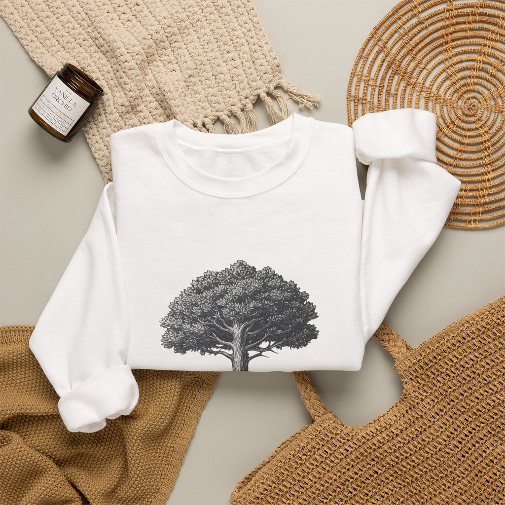Crewneck Sweatshirt — Vintage Tree Front with "Epstein didn’t kill himself" Search-Result Back