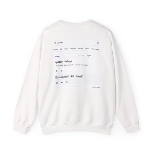 Crewneck Sweatshirt — Vintage Tree Front with "Epstein didn’t kill himself" Search-Result Back