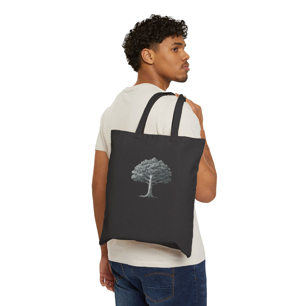 Canvas Tote Bag — Vintage Oak Tree Illustration Eco Shopper