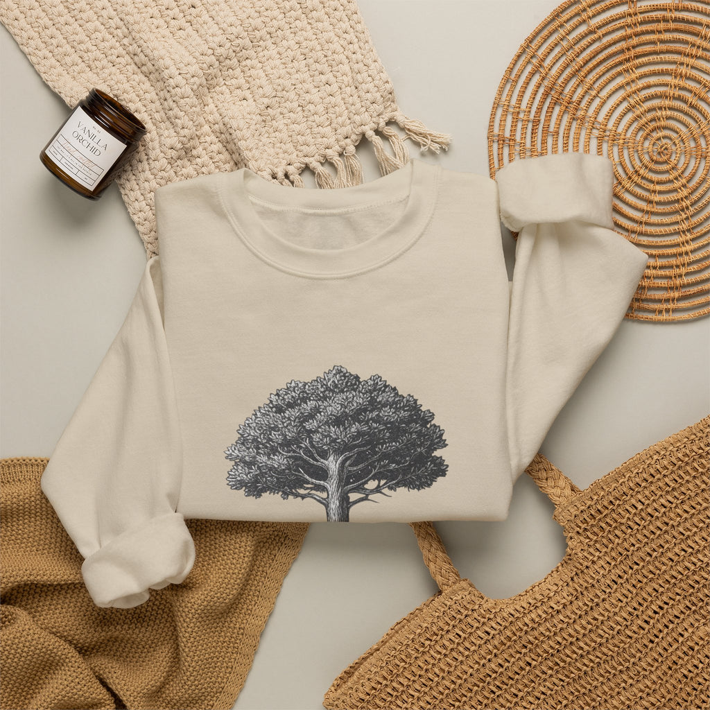 Tree Sketch Crewneck Sweatshirt — Minimalist Nature Graphic